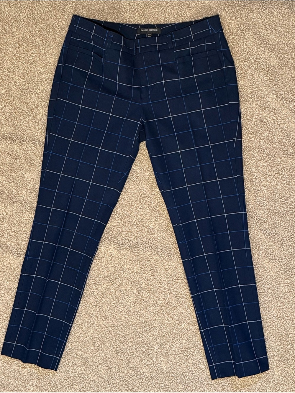 Banana Republic Navy Windowpane Capri Pants
